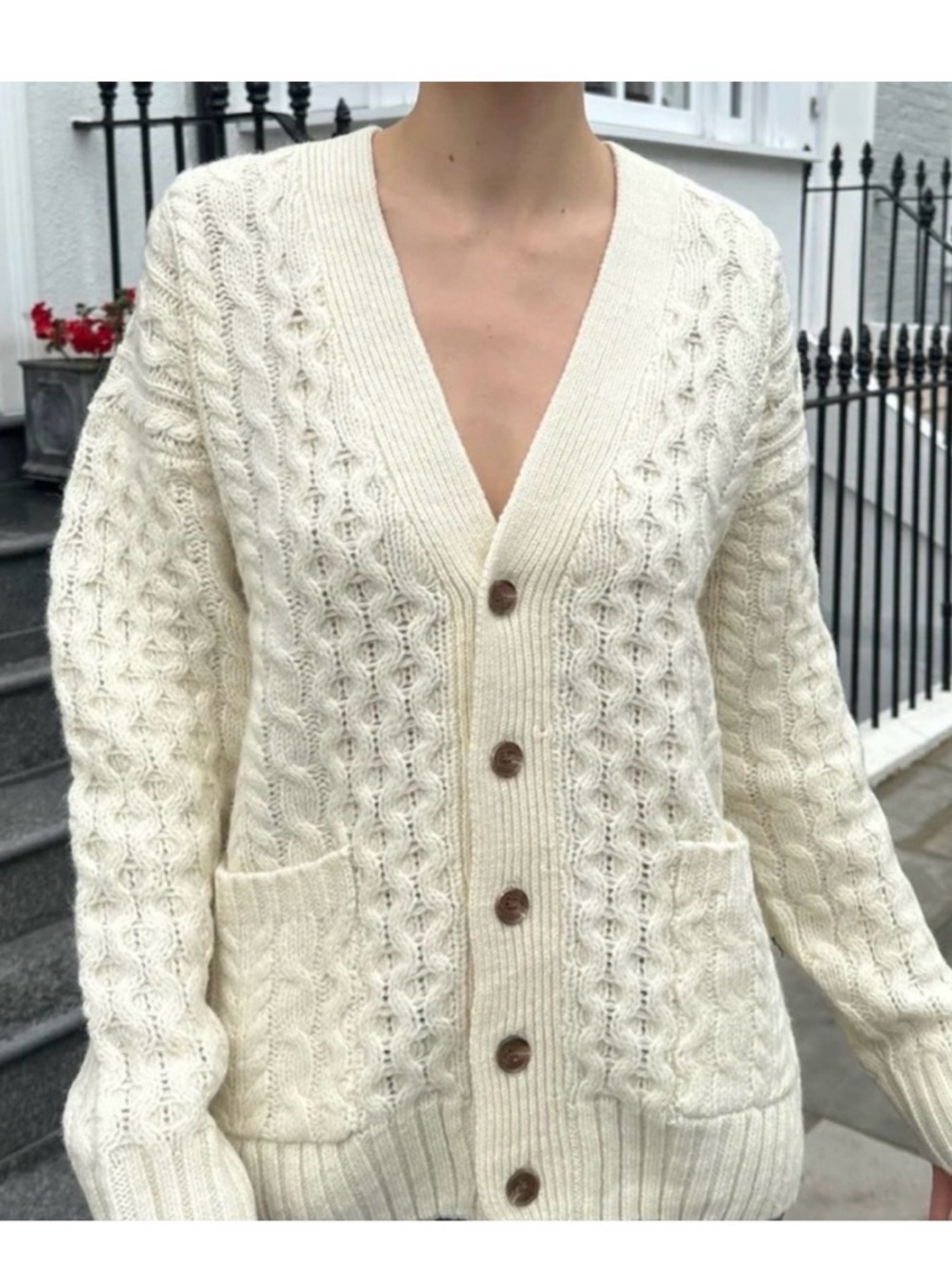 NWT Brandy Melville Cream Cable Knit Button Cardigan